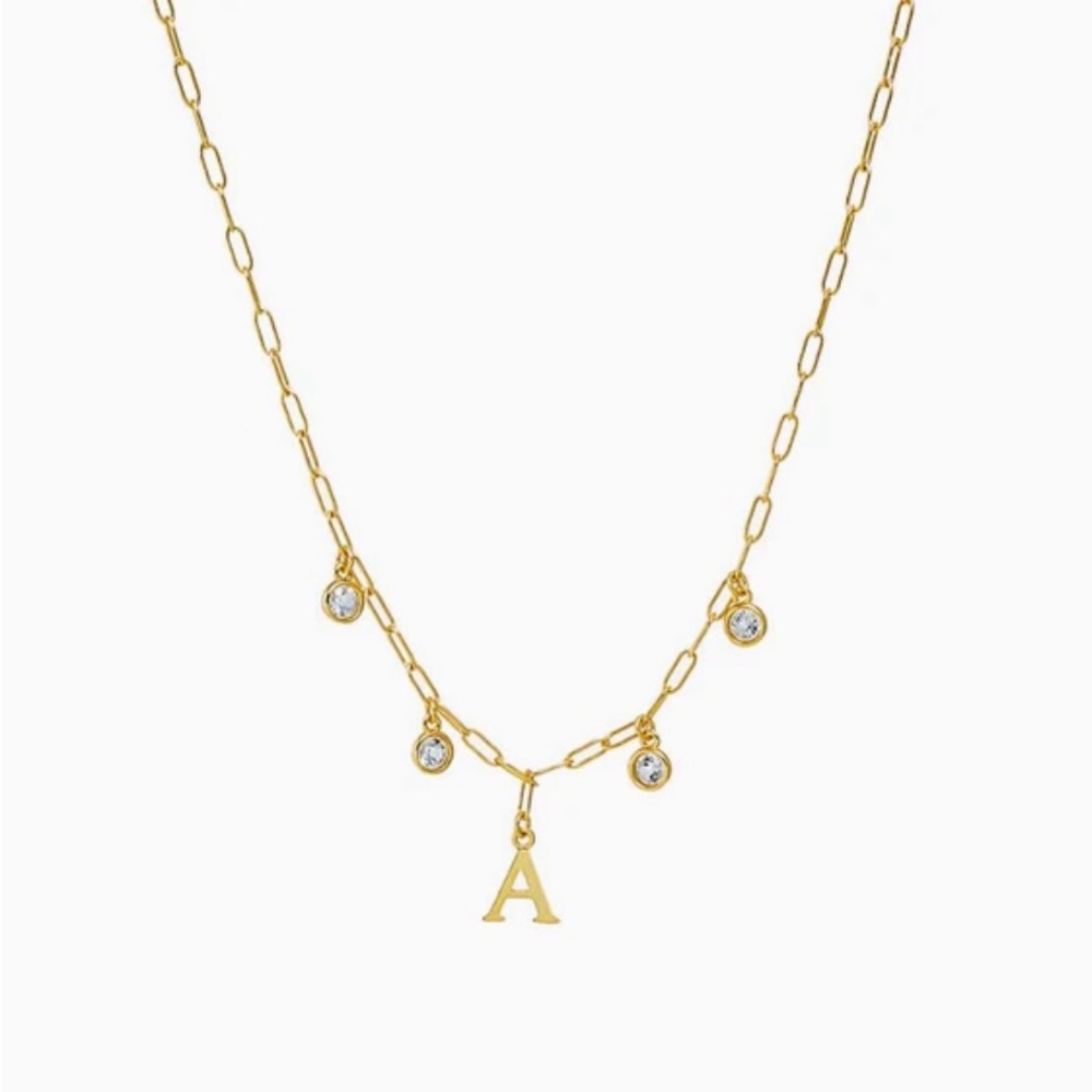 Solid Initial X Dangling Bezels Paperclip Necklace NWT